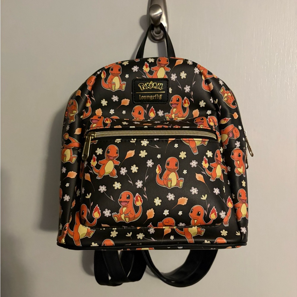 Loungefly Charmander Patterned Black and Orange Mini Backpack - Picture 2 of 5